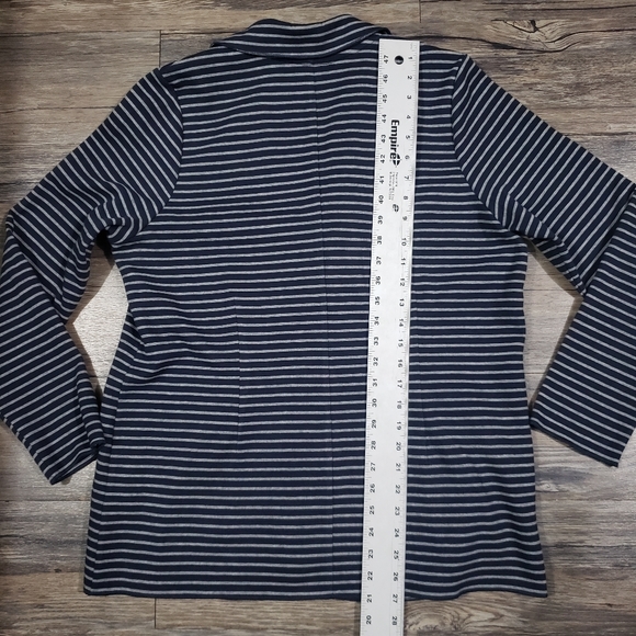 J jill blue grey stripes blazer medium women - Picture 8 of 10